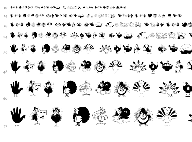 Thanksgiving Turkey font waterfall